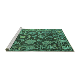 Sideview of Machine Washable Abstract Turquoise Modern Area Rugs, wshabs5120turq