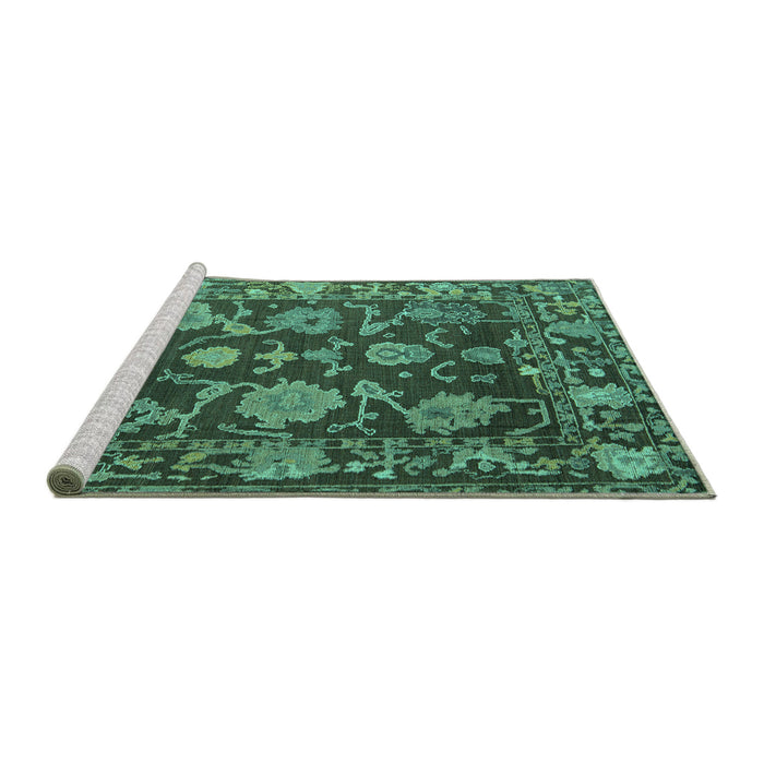 Sideview of Machine Washable Abstract Turquoise Modern Area Rugs, wshabs5120turq