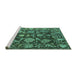 Sideview of Machine Washable Abstract Turquoise Modern Area Rugs, wshabs5120turq