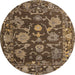 Round Machine Washable Abstract Orange Brown Rug, wshabs5120