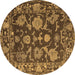 Round Abstract Brown Modern Rug, abs5120brn