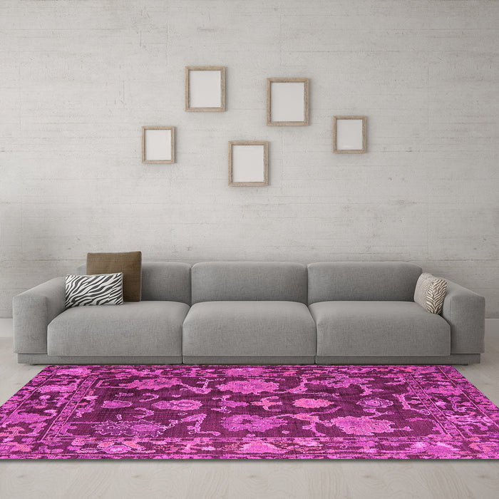 Machine Washable Abstract Pink Modern Rug in a Living Room, wshabs5120pnk