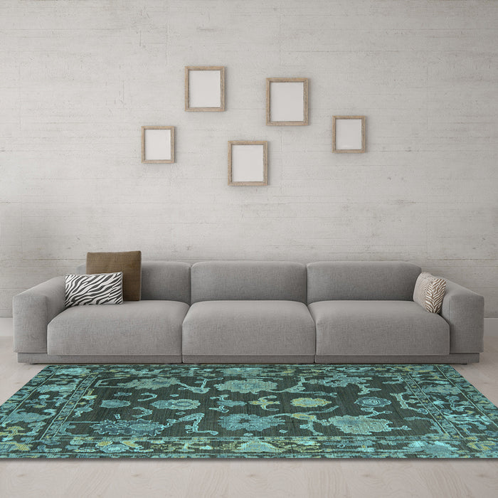Machine Washable Abstract Light Blue Modern Rug in a Living Room, wshabs5120lblu