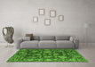 Machine Washable Abstract Green Modern Area Rugs in a Living Room,, wshabs5120grn