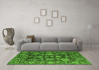 Machine Washable Abstract Green Modern Rug, wshabs5120grn