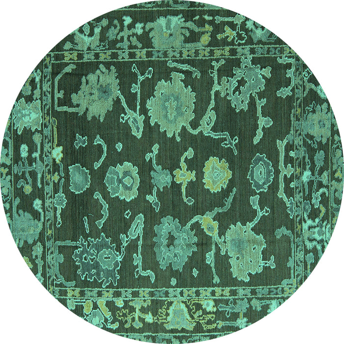 Round Machine Washable Abstract Turquoise Modern Area Rugs, wshabs5120turq