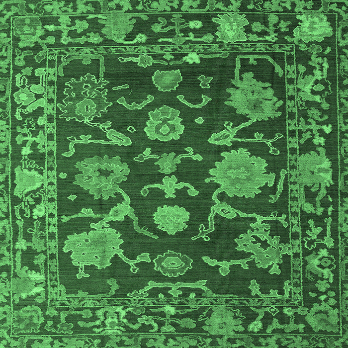 Square Abstract Emerald Green Modern Rug, abs5120emgrn