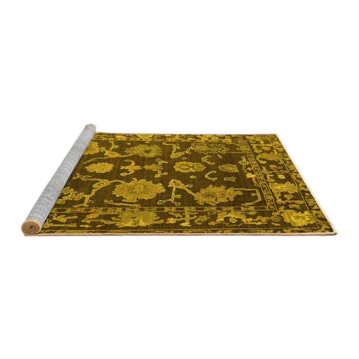 Sideview of Machine Washable Abstract Yellow Modern Rug, wshabs5120yw