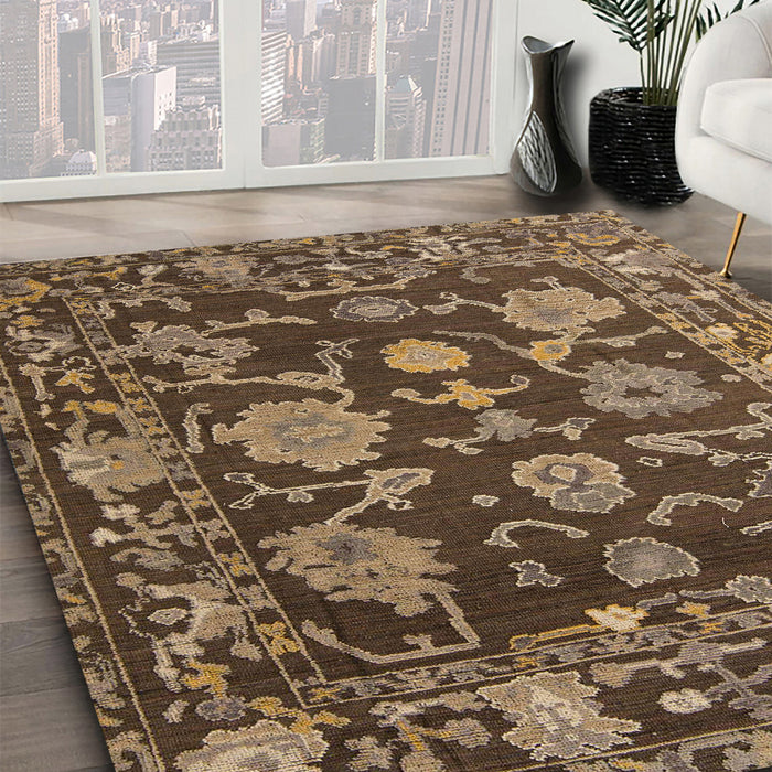 Abstract Orange Brown Modern Rug in Family Room, abs5120