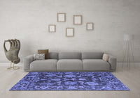 Machine Washable Abstract Blue Modern Rug, wshabs5120blu