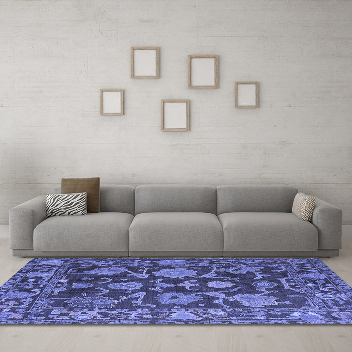 Machine Washable Abstract Blue Modern Rug in a Living Room, wshabs5120blu