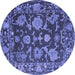 Round Machine Washable Abstract Blue Modern Rug, wshabs5120blu