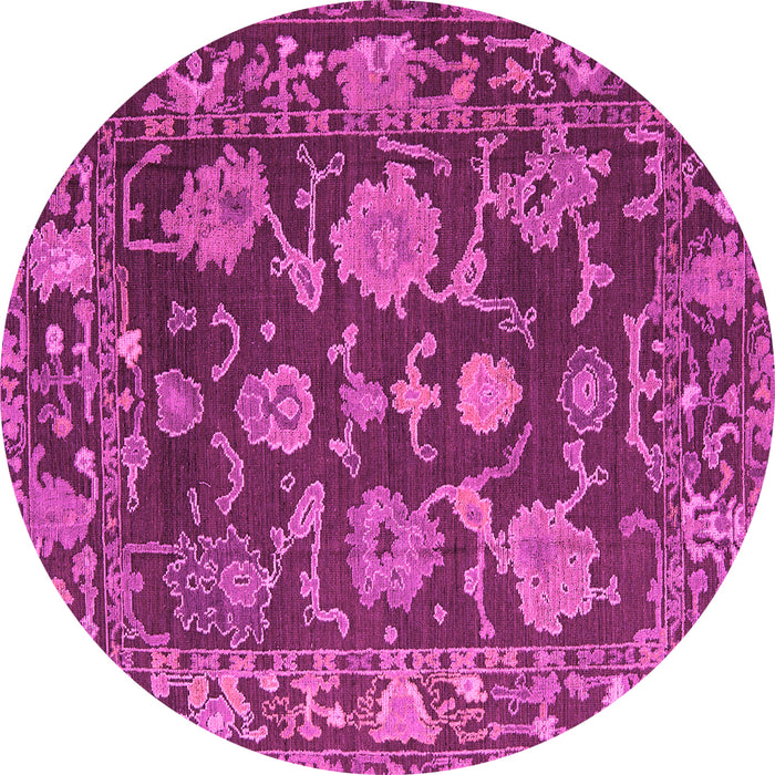 Round Machine Washable Abstract Pink Modern Rug, wshabs5120pnk
