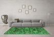 Machine Washable Abstract Emerald Green Modern Area Rugs in a Living Room,, wshabs5120emgrn