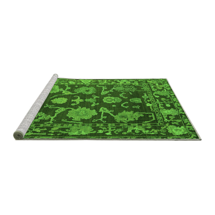 Sideview of Machine Washable Abstract Green Modern Area Rugs, wshabs5120grn