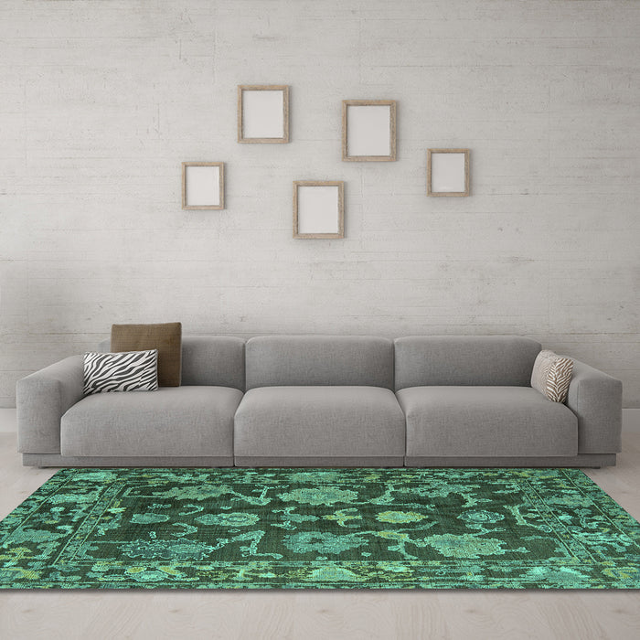 Machine Washable Abstract Turquoise Modern Area Rugs in a Living Room,, wshabs5120turq