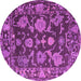 Round Machine Washable Abstract Purple Modern Area Rugs, wshabs5120pur