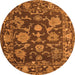 Round Machine Washable Abstract Orange Modern Area Rugs, wshabs5120org