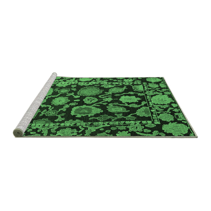 Sideview of Machine Washable Oriental Emerald Green Traditional Area Rugs, wshabs5121emgrn