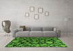 Machine Washable Oriental Green Traditional Area Rugs in a Living Room,, wshabs5121grn
