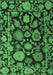 Machine Washable Oriental Emerald Green Traditional Area Rugs, wshabs5121emgrn