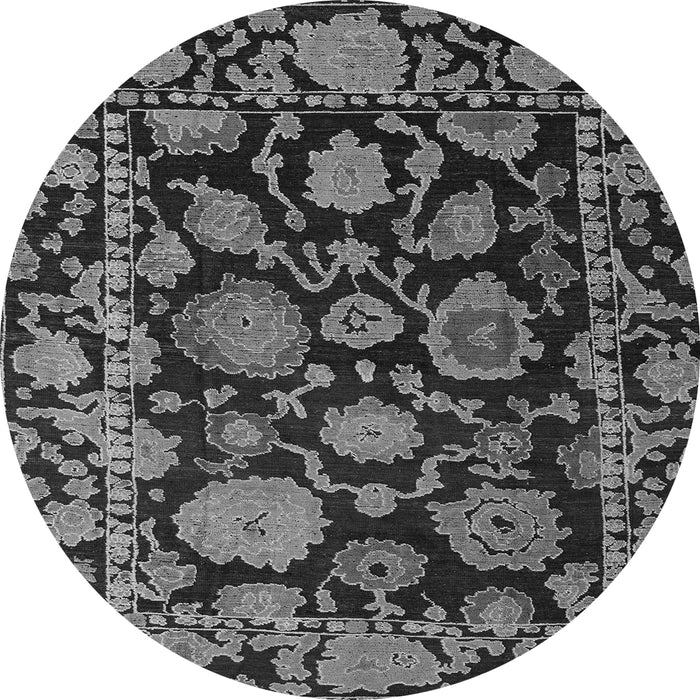 Round Oriental Gray Traditional Rug, abs5121gry