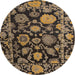 Round Machine Washable Abstract Charcoal Black Rug, wshabs5121