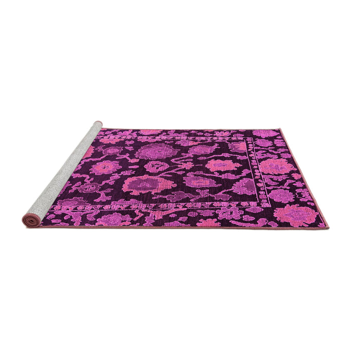 Sideview of Machine Washable Oriental Pink Traditional Rug, wshabs5121pnk