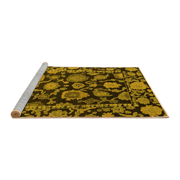 Sideview of Machine Washable Oriental Yellow Traditional Rug, wshabs5121yw