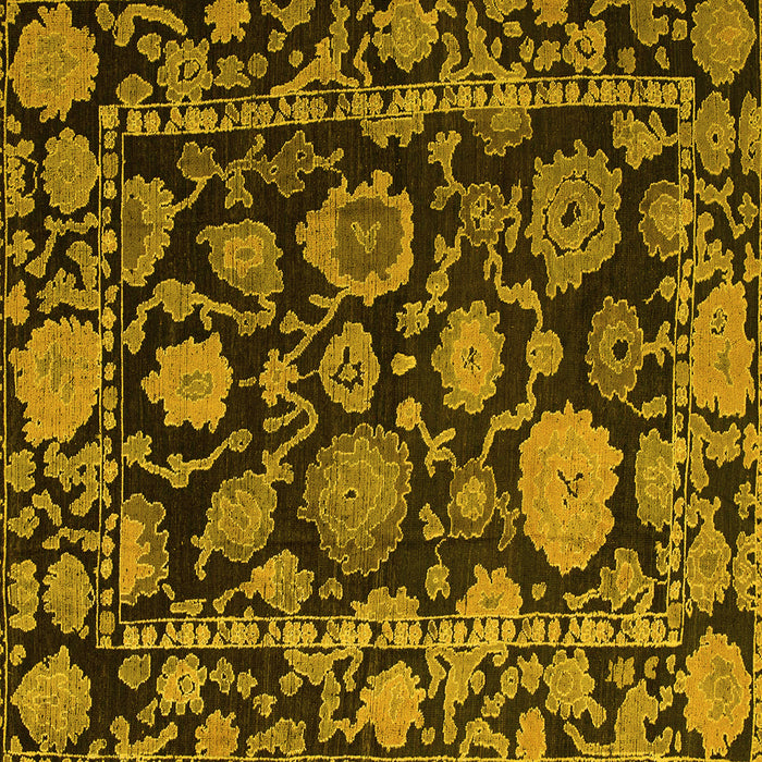 Square Machine Washable Oriental Yellow Traditional Rug, wshabs5121yw