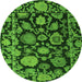 Round Oriental Green Traditional Rug, abs5121grn