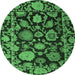 Round Oriental Emerald Green Traditional Rug, abs5121emgrn