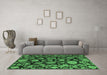 Machine Washable Oriental Emerald Green Traditional Area Rugs in a Living Room,, wshabs5121emgrn