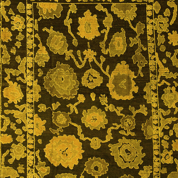 Machine Washable Oriental Yellow Traditional Rug, wshabs5121yw