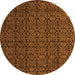 Round Machine Washable Abstract Orange Modern Area Rugs, wshabs5122org