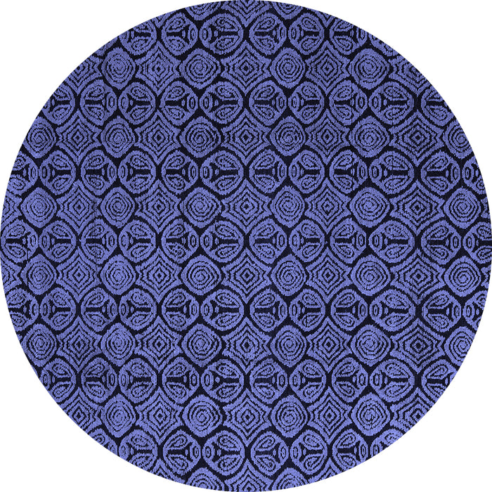 Round Machine Washable Abstract Blue Modern Rug, wshabs5122blu