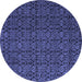 Round Machine Washable Abstract Blue Modern Rug, wshabs5122blu