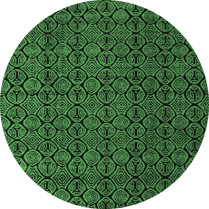 Round Abstract Emerald Green Modern Rug, abs5122emgrn