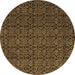 Round Abstract Brown Modern Rug, abs5122brn