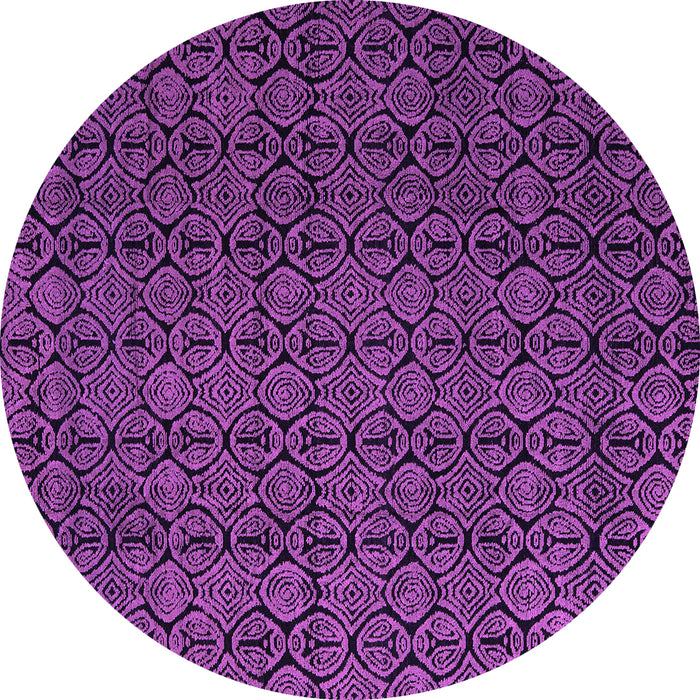 Round Machine Washable Abstract Purple Modern Area Rugs, wshabs5122pur