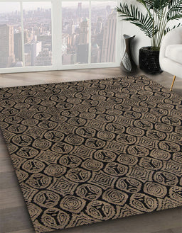 Abstract Dark Almond Brown Modern Rug in Family Room, abs5122