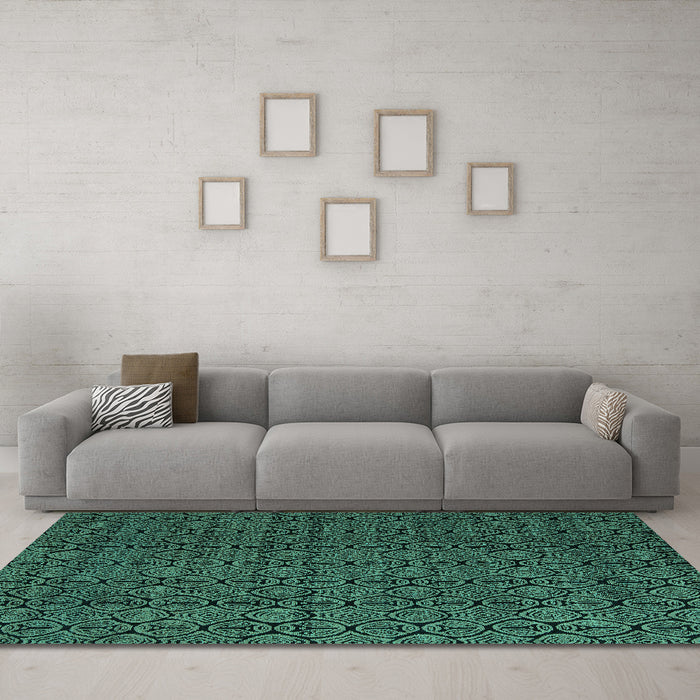Machine Washable Abstract Turquoise Modern Area Rugs in a Living Room,, wshabs5122turq