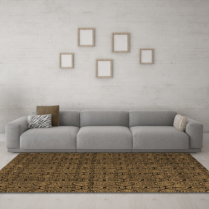 Machine Washable Abstract Brown Modern Rug in a Living Room,, wshabs5122brn