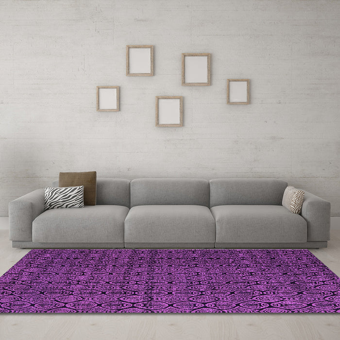 Machine Washable Abstract Purple Modern Area Rugs in a Living Room, wshabs5122pur