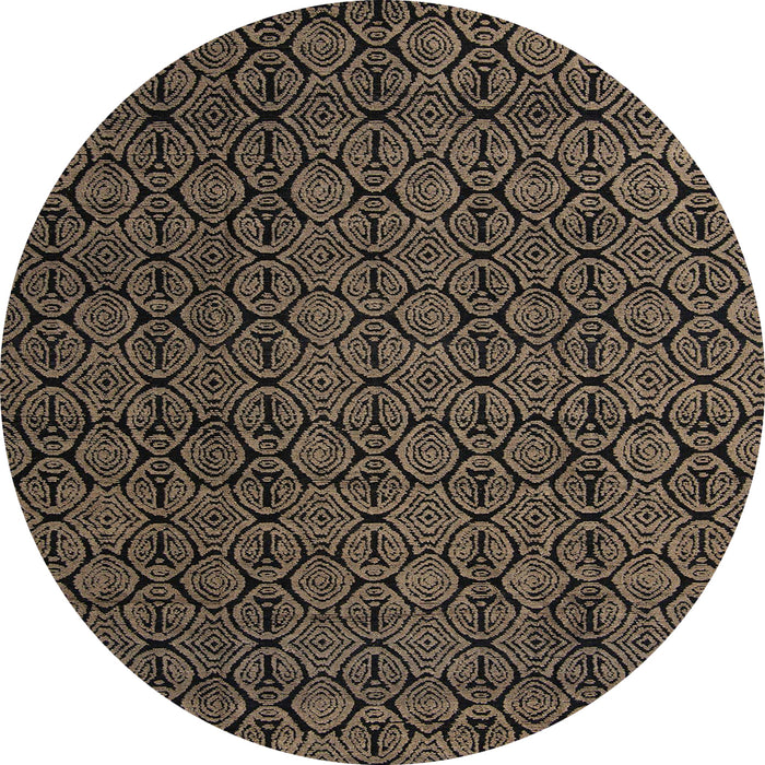 Round Machine Washable Abstract Dark Almond Brown Rug, wshabs5122