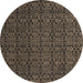 Round Machine Washable Abstract Dark Almond Brown Rug, wshabs5122