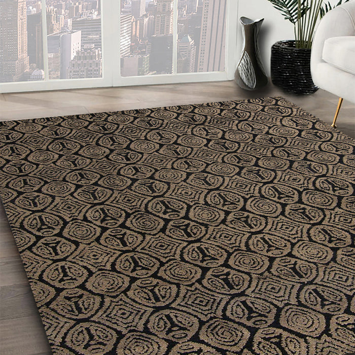 Machine Washable Abstract Dark Almond Brown Rug in a Family Room, wshabs5122