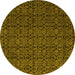 Round Abstract Yellow Modern Rug, abs5122yw