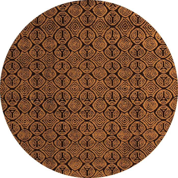 Round Abstract Orange Modern Rug, abs5122org