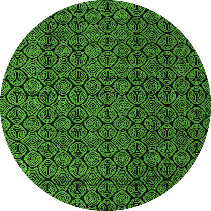 Round Abstract Green Modern Rug, abs5122grn
